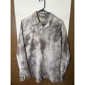 Vtg Eighty Eight Shirt Mens L Tie Dye Y2K Long Sleeve Button Up Affliction Style